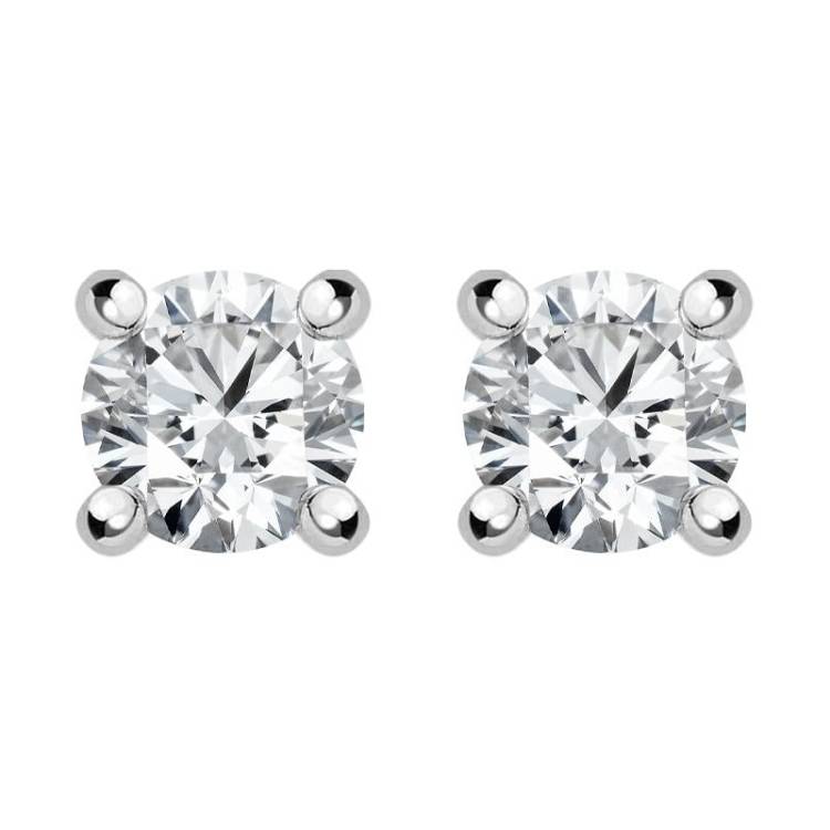 18ct White Gold 0.30ct Diamond Solitaire Brilliant Cut Stud Earrings