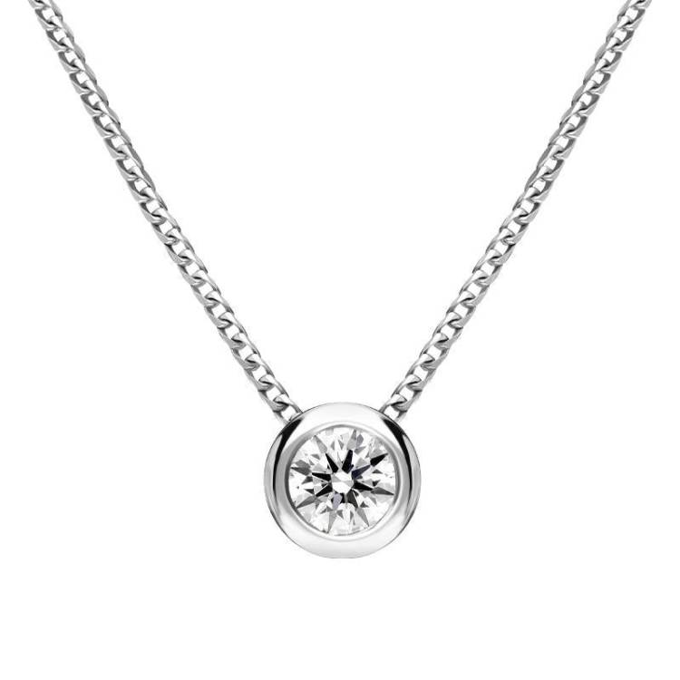 18ct White Gold 0.31ct Diamond Round Tube Set Pendant
