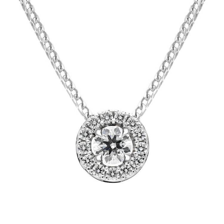 18ct White Gold 0.34ct Diamond Round Cluster Pendant