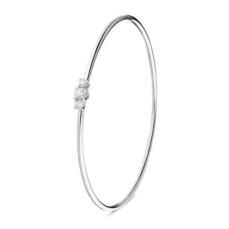 18ct White Gold 0.34ct Diamond Trilogy Slim Bangle