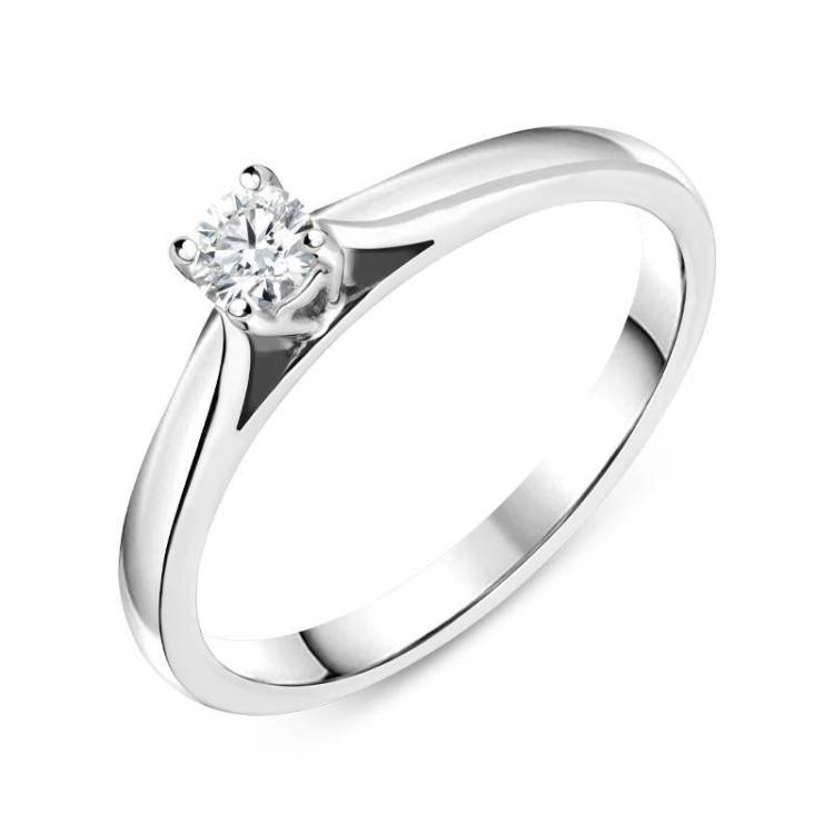 18ct White Gold 0.38ct Diamond Claw Set Solitaire Ring - Option1 Value
