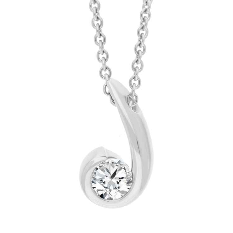 18ct White Gold 0.38ct Diamond Swirl Pendant - White Gold