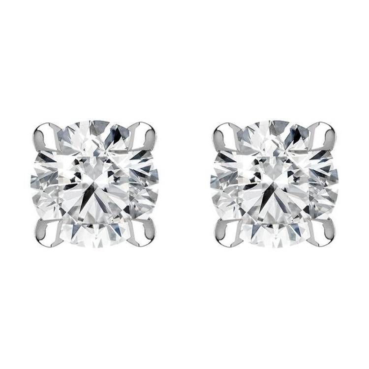 18ct White Gold 0.40ct Diamond Claw Set Solitaire Stud Earrings