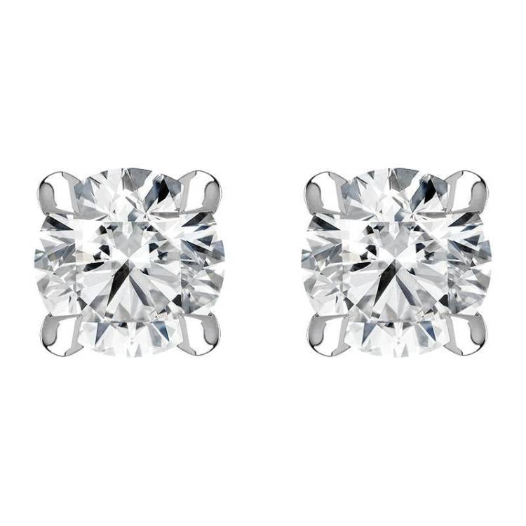 18ct White Gold 0.50ct Diamond Claw Set Solitaire Stud Earrings