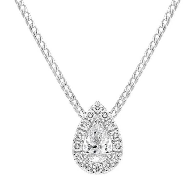 18ct White Gold 0.40ct Diamond Pave Pear Necklace