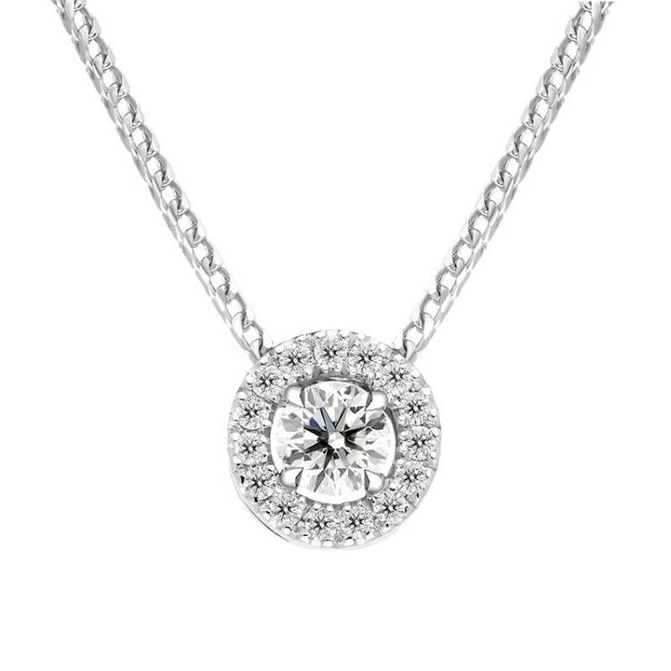 18ct White Gold 0.51ct Diamond Round Cluster Pendant