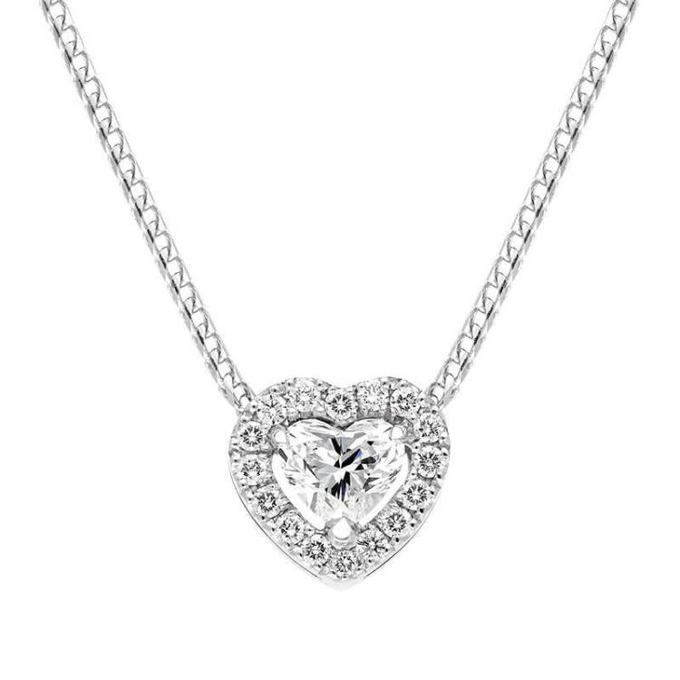 18ct White Gold 0.56ct Diamond Pave Heart Necklace