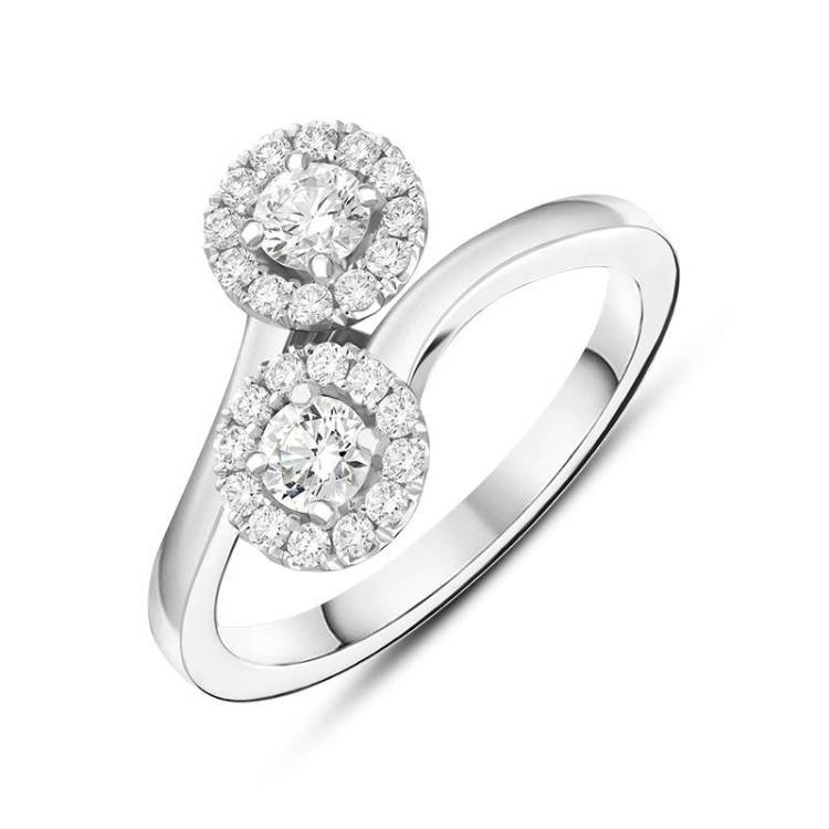 18ct White Gold 0.60ct Diamond Double Cross Over Ring