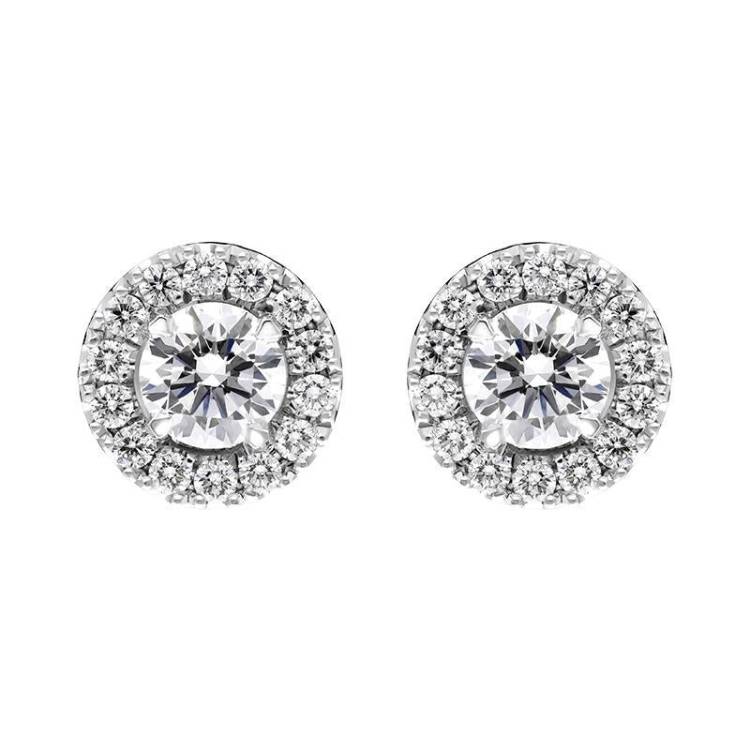 18ct White Gold 0.66ct Diamond Round Cluster Stud Earrings