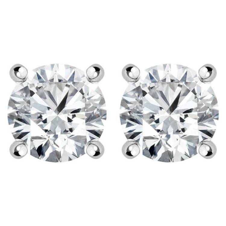 18ct White Gold 0.70ct Diamond Solitaire Brilliant Cut Stud Earrings