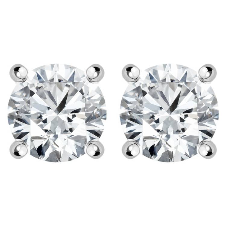 18ct White Gold 0.80ct Diamond Solitaire Brilliant Cut Stud Earrings