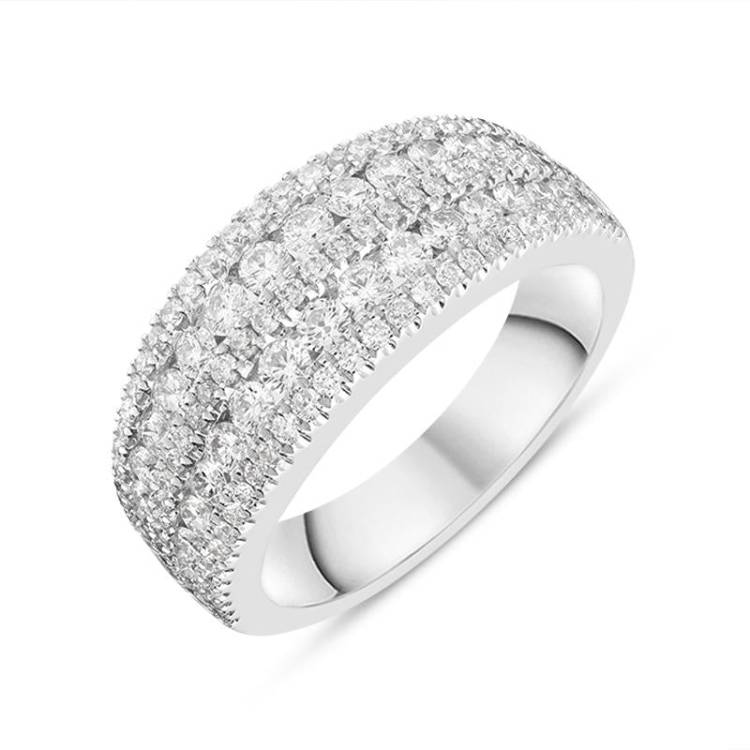 18ct White Gold 1.24ct Diamond Cluster Eternity Ring - N