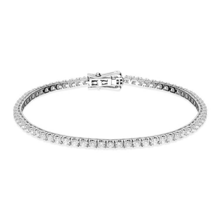 Hans D Krieger 18ct White Gold 2.28ct Diamond Tennis Bracelet - Option1 Value White Gold