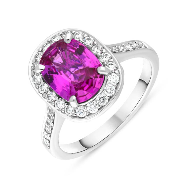 18ct White Gold 2.34ct Pink Sapphire and Diamond Ring - Option1 Value White Gold