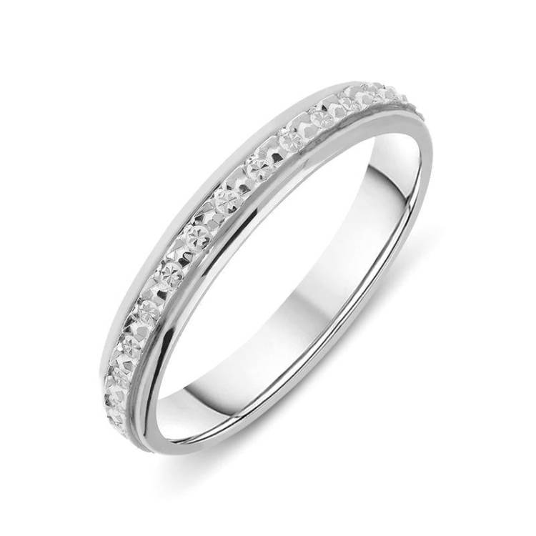 18ct White Gold 3mm Illusion Cut Eternity Ring - K 1/2