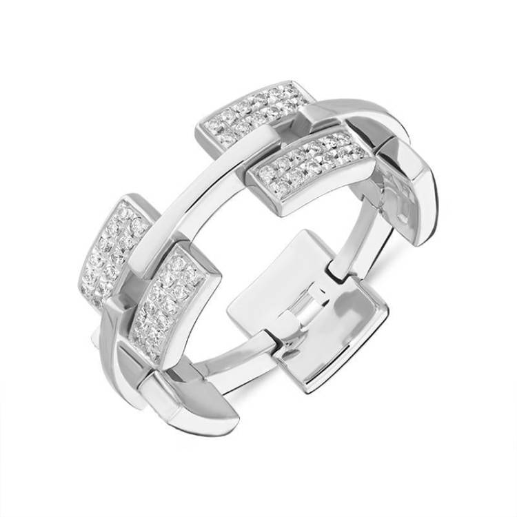 18ct White Gold Diamond Cage Unique Ring - Default Colour