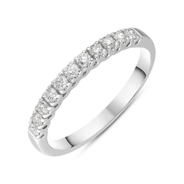 18ct White Gold Diamond Eleven Stone Half Eternity Ring - White Gold