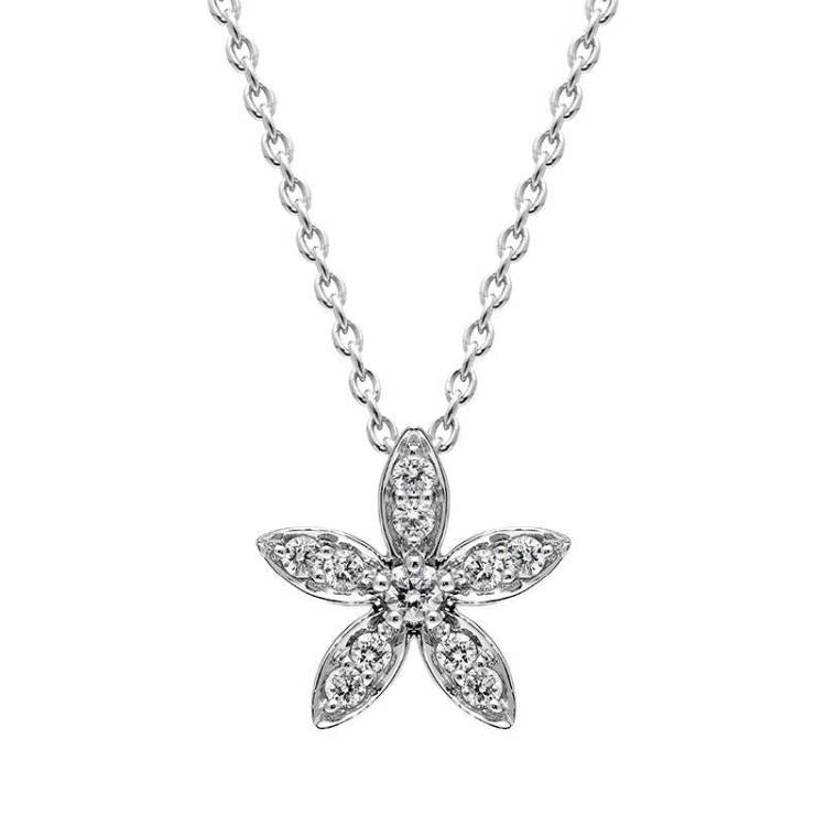 18ct White Gold Diamond Flower Pendant