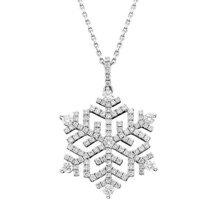 18ct White Gold Snowflake 1.13ct Diamond Necklace