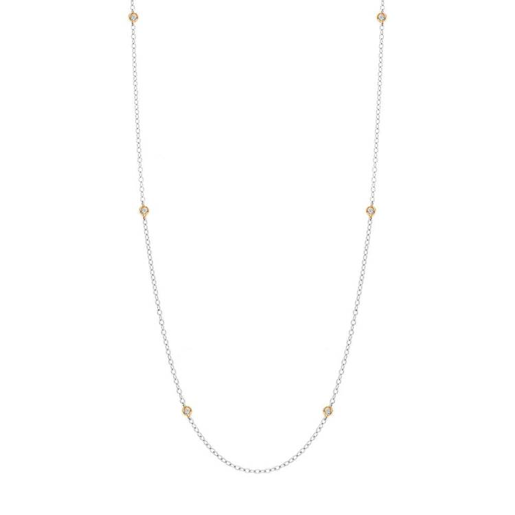 18ct White and Rose Gold Diamond Long Necklet