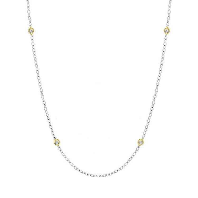 18ct White and Yellow Gold Diamond Long Necklet