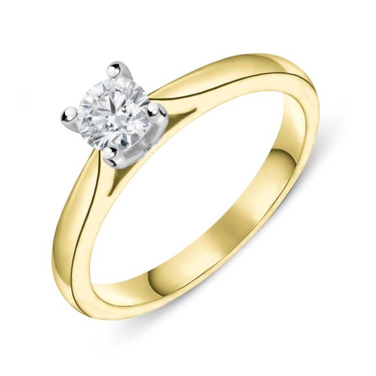 18ct Yellow Gold 0.33ct Diamond Brilliant Cut Solitaire Ring - Option1 Value Yellow Gold