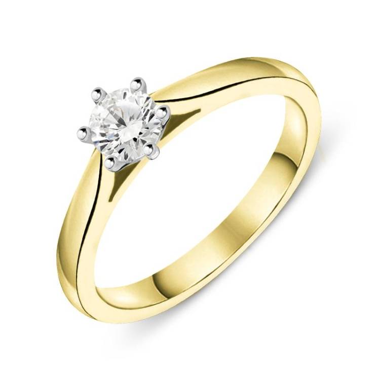18ct Yellow Gold 0.40ct Diamond Brilliant Cut Solitaire Ring - M