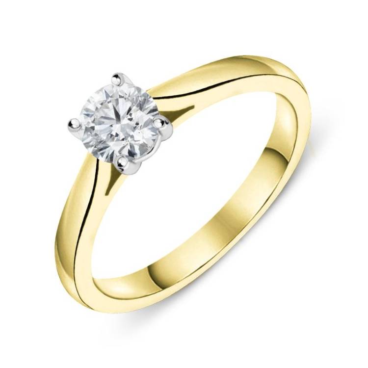 18ct Yellow Gold 0.50ct Diamond Brilliant Cut Solitaire Ring - Option1 Value Yellow Gold