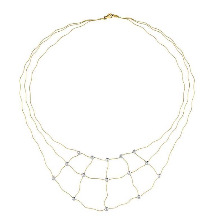 18ct Yellow Gold Diamond Open Wave Necklet