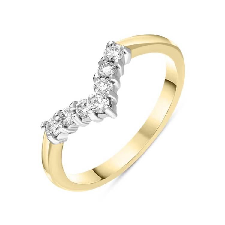 18ct Yellow Gold Diamond Seven Stone Wishbone Ring