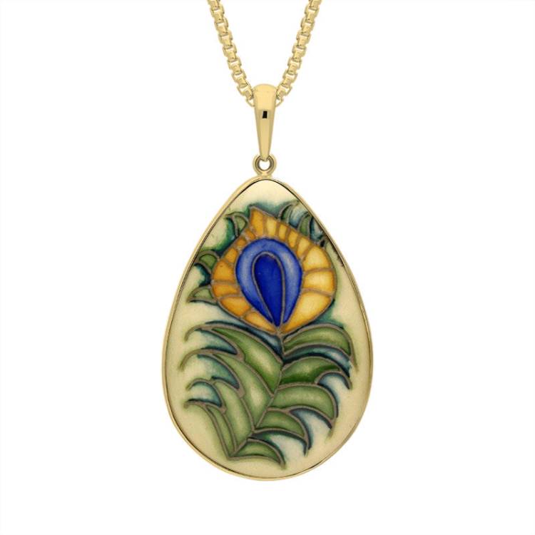 18ct Yellow Gold Moorcroft Feather Pear Necklace - Yellow Gold