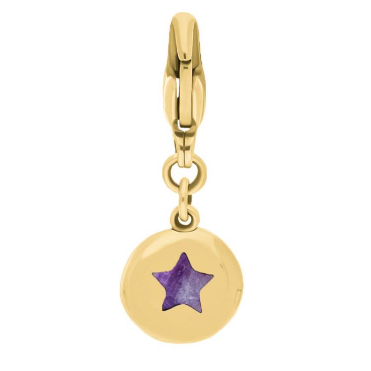 18ct Yellow Gold Blue John Round Shaped Star Clip Charm - Option1 Value Yellow Gold