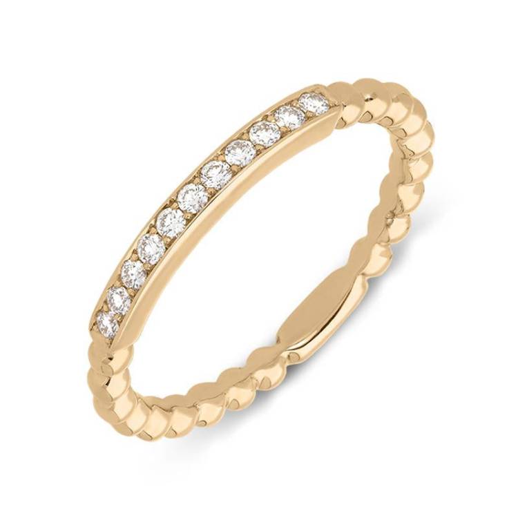 18ct Rose Gold 0.12ct Diamond Stacking Ring - M