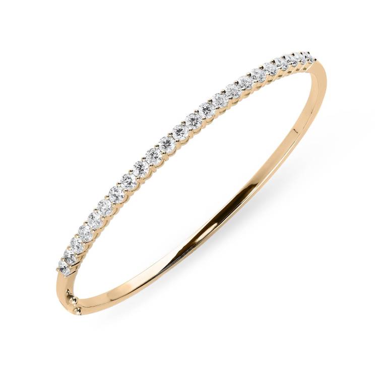 18ct Rose Gold 2.02ct Diamond Hinged Bangle - Rose Gold