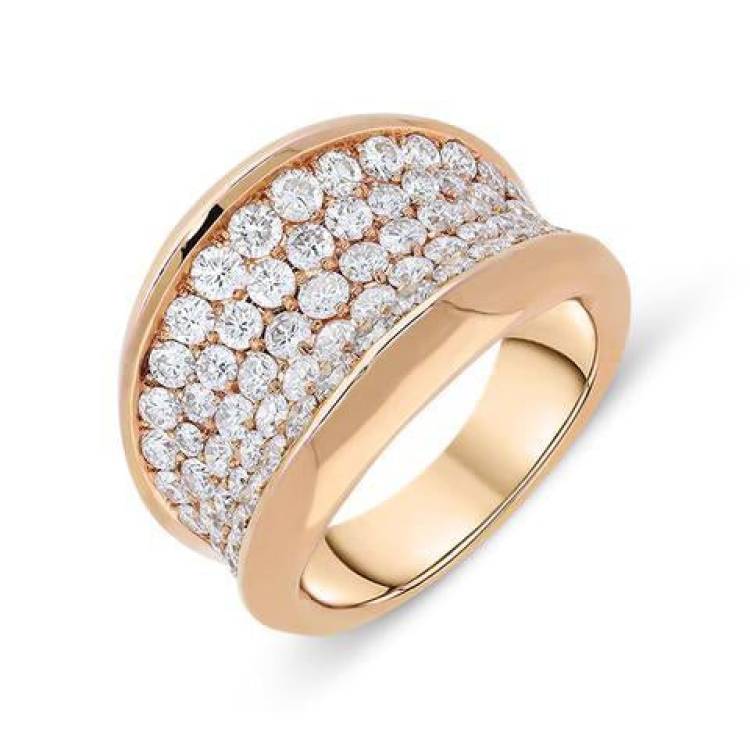 18ct Rose Gold 2.45ct Diamond Concave Dress Ring D - Option1 Value N
