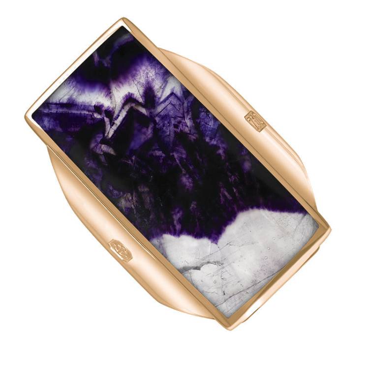 18ct Rose Gold Blue John King's Coronation Hallmark Large Oblong Ring - J