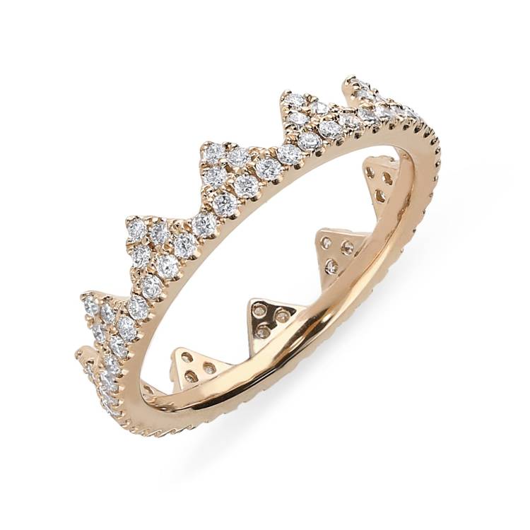 18ct Rose Gold 0.63ct Diamond Geometric Stacking Ring - Rose Gold