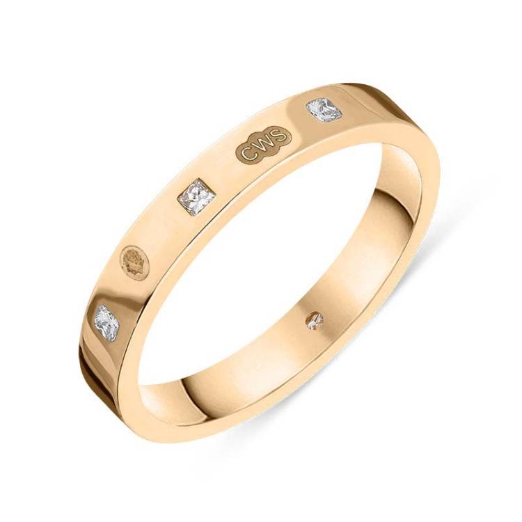 18ct Rose Gold 0.09ct Diamond King's Coronation Hallmark Princess Cut 3mm Ring - O