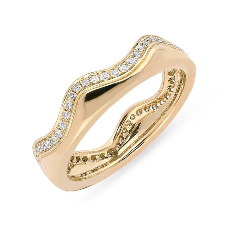 18ct Rose Gold 0.24ct Diamond Wave Stacking Ring - Rose Gold