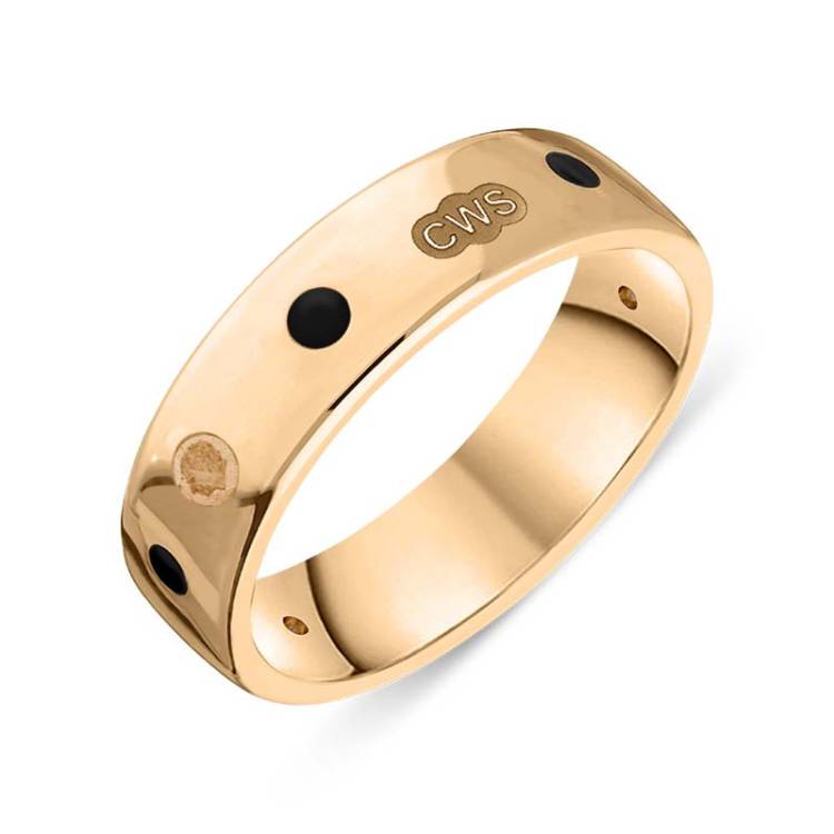 18ct Rose Gold Whitby Jet King's Coronation Hallmark 6mm Ring - T