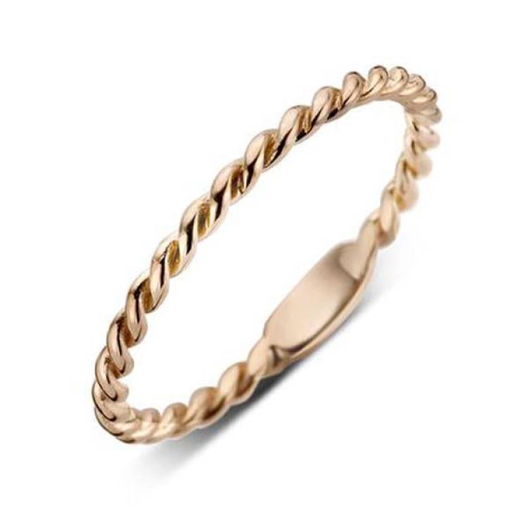18ct Rose Gold Twisted Stacking Ring - Rose Gold