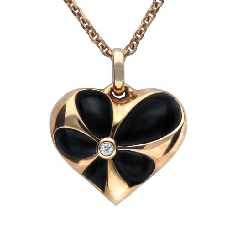 18ct Rose Gold Whitby Diamond Medium Heart Necklace - Option1 Value Rose Gold