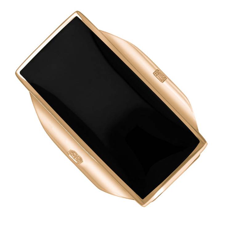 18ct Rose Gold Whitby Jet King's Coronation Hallmark Large Oblong Ring - I
