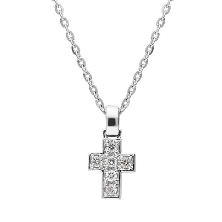 18ct White Gold 0.05ct Diamond Cross Necklace