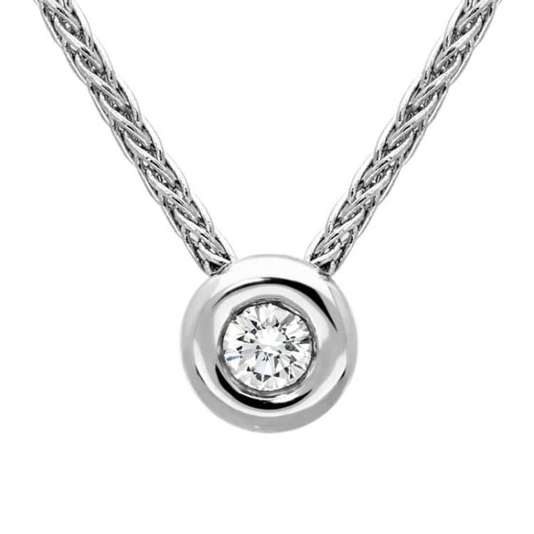 18ct White Gold 0.06ct Diamond Brilliant Cut Solitaire Necklace
