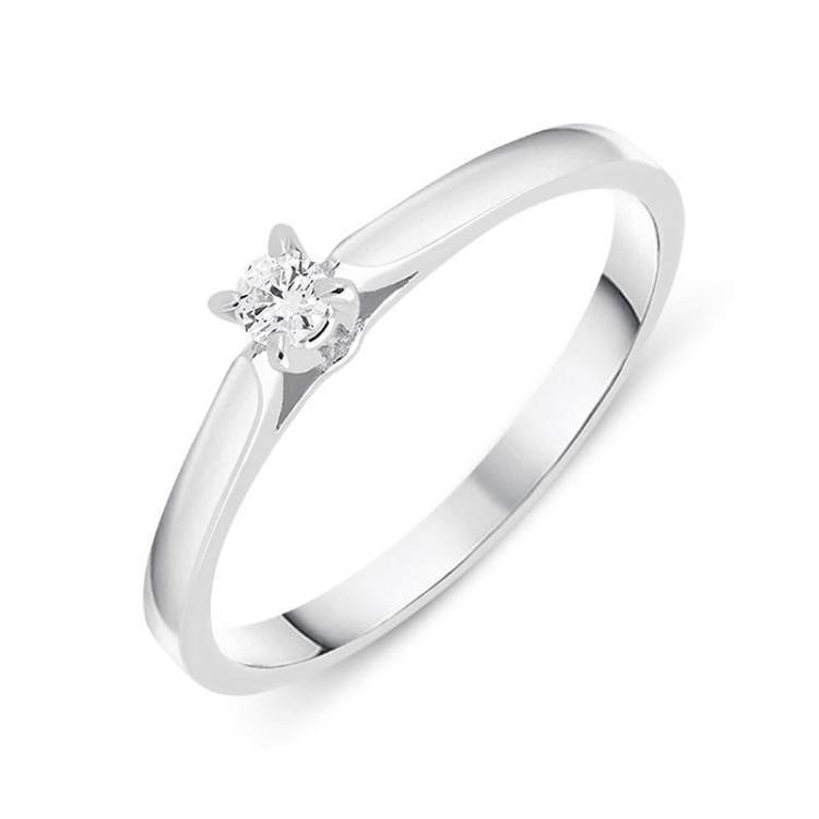 18ct White Gold 0.07ct Brilliant Cut Diamond Solitaire Ring