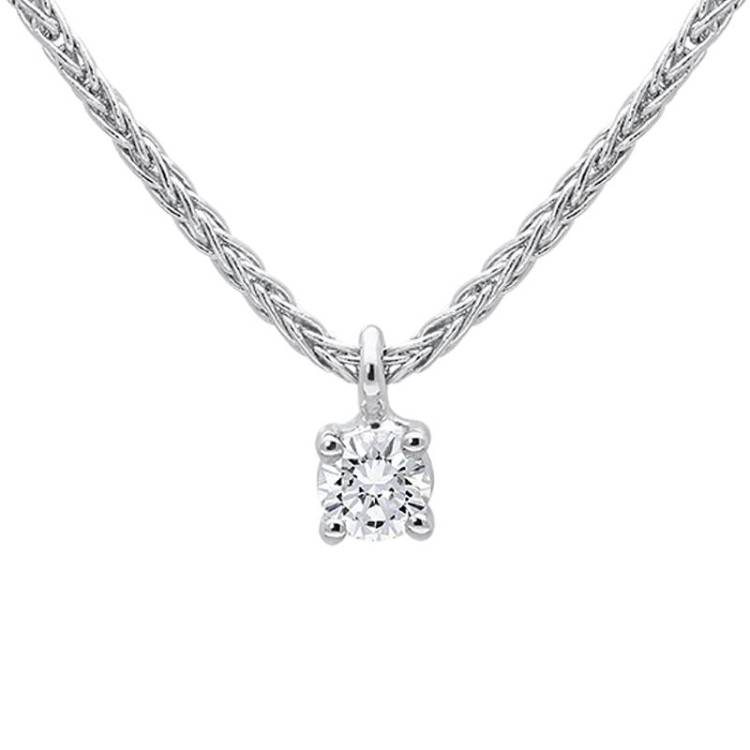 18ct White Gold 0.10ct Diamond Brilliant Cut Solitaire Necklace