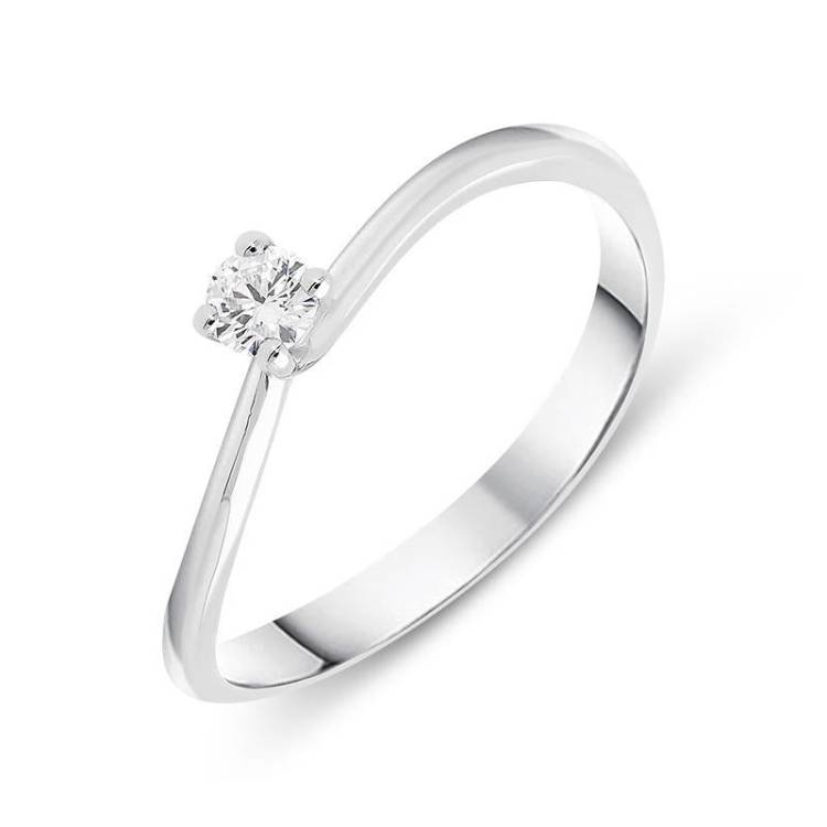 18ct White Gold 0.11ct Brilliant Cut Diamond Solitaire Twist Ring