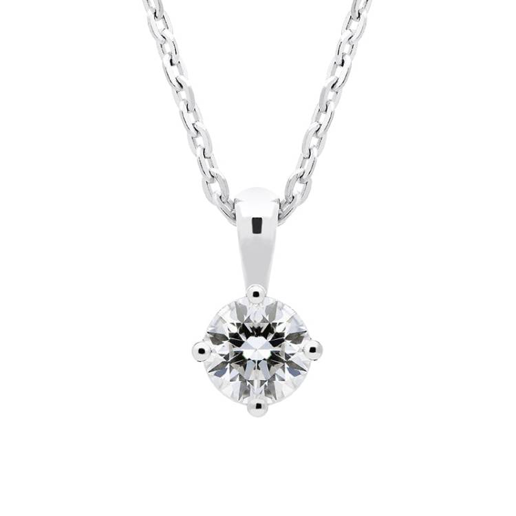 18ct White Gold 0.15ct Diamond Solitaire Necklace - Option1 Value White Gold