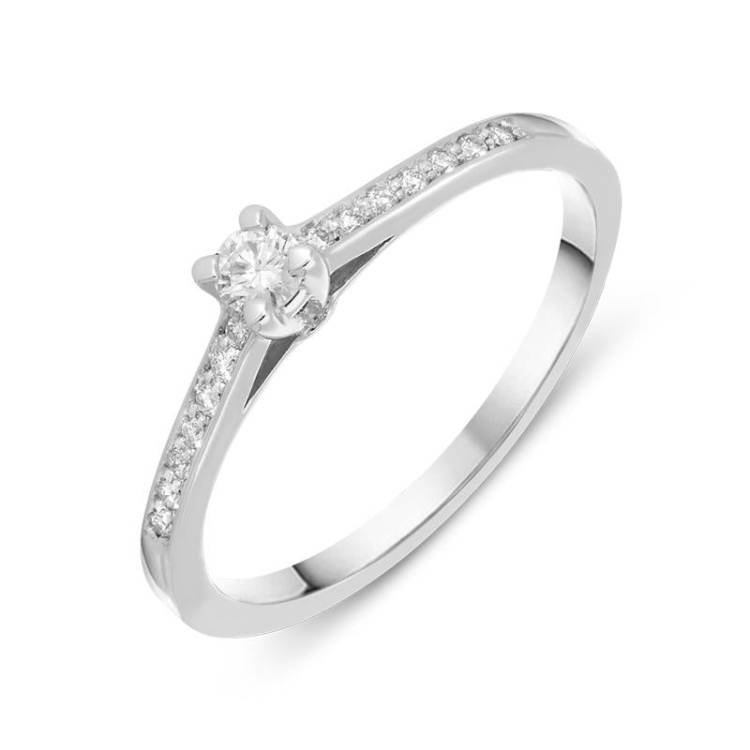 18ct White Gold 0.15ct Diamond Channel Set Solitaire Ring - White Gold